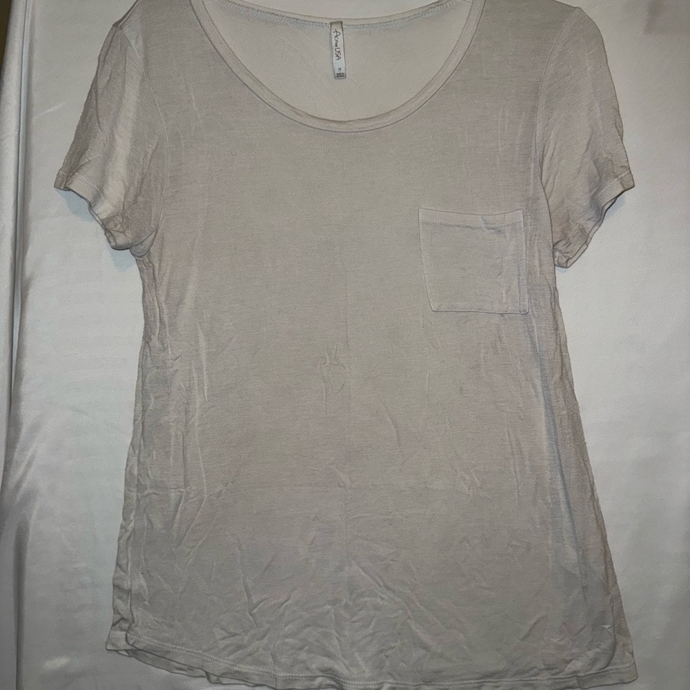 Active USA Cream Relaxed Fit Short Sleeve Tee